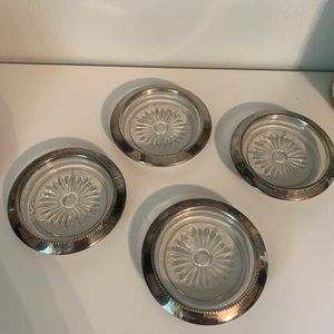 Vintage Silver and glass coasters